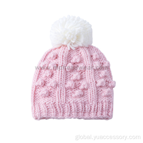 China Hand Knit Winter Warm Acrylic Pom Pom Beanie Factory